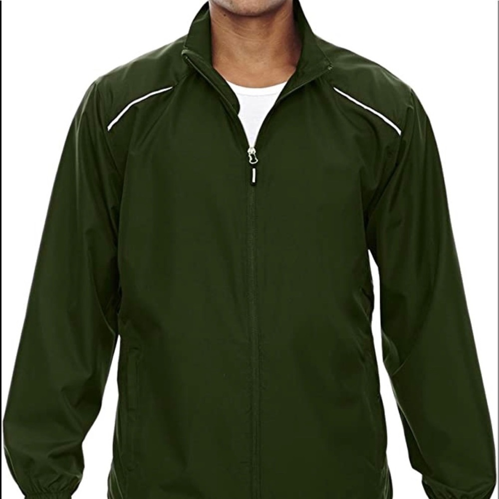 Mens full lightweight zip black rain wind jacket size Lg